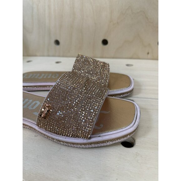 Juicy Couture Pink Rose Gold Sandals Glitter Strap Slides Size 7 SKU #4446 - Picture 2 of 10